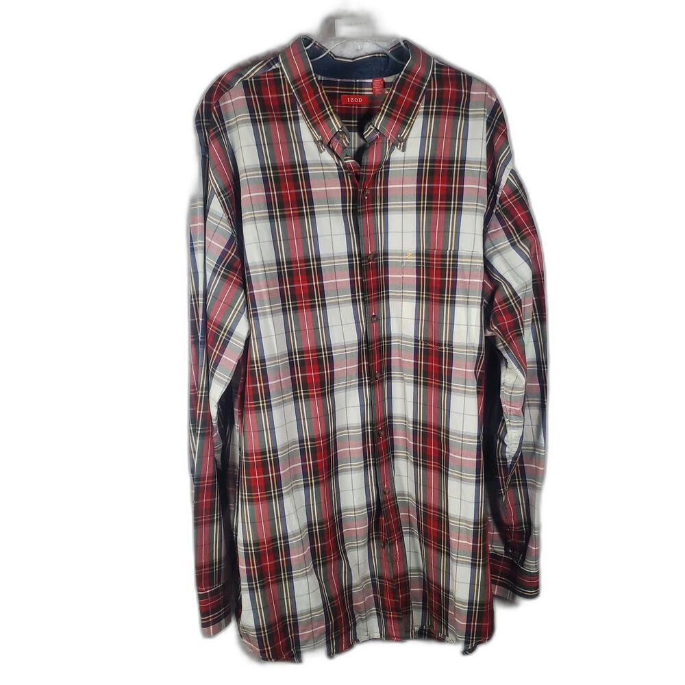 IZOD Long Sleeve Button Up Plaid Flannel Shirt Size XXL